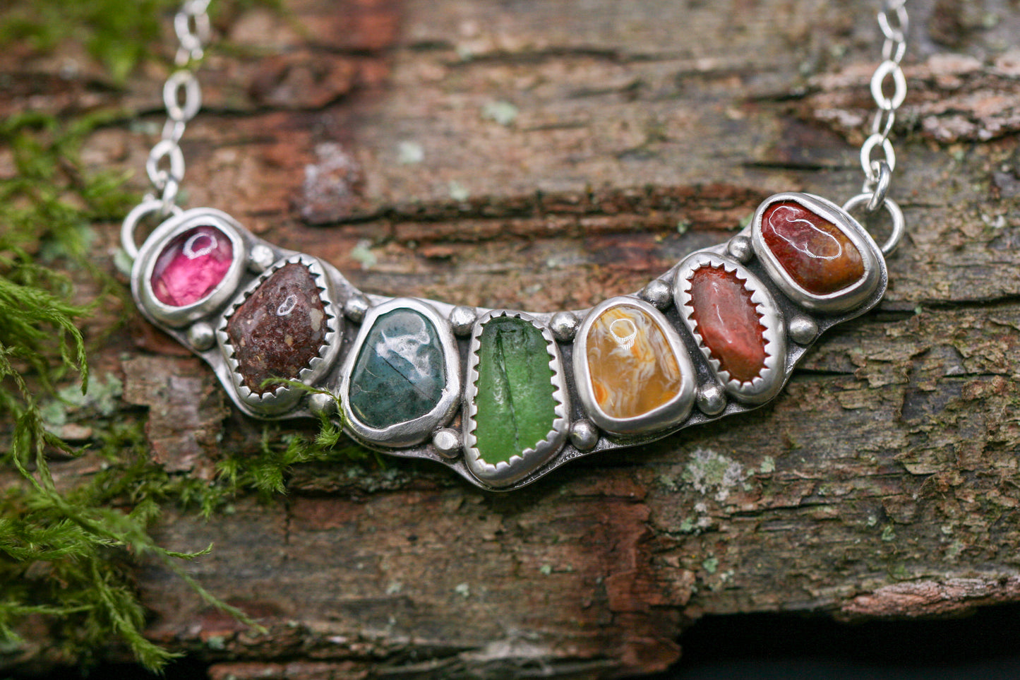 Rainbow Necklace with Tourmaline