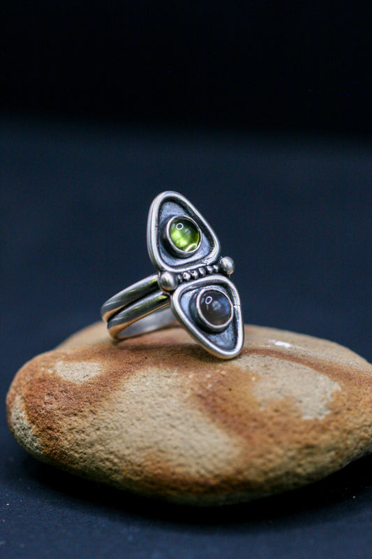 Peridot and Moonstone Ring